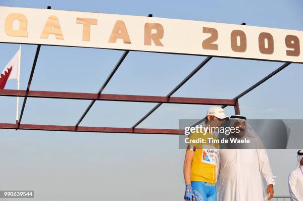 8Th Tour Of Qatar, Stage 1Podium, Bradley Wiggins Yellow Jersey, Sheikh Khalid Bin Ali Bin Abdullah Al Thani President Qatar Cycling Federation,...