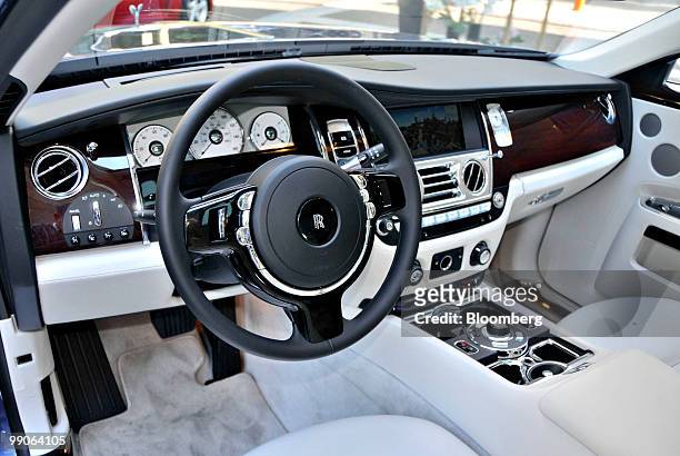 The interior of a 2010 Rolls Royce Ghost is displayed for a photograph in Philadelphia, Pennsylvania, U.S., on Monday, May 10, 2010. Bayerische...