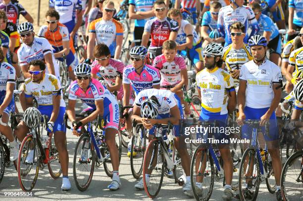 Frederick Nolf , Topsport Vlaanderen-Mercatorpeleton Peloton, Start Depart, Neutralisation Neutralisatie, 1Min Silence, Danilo Napolitano /Rider Nolf...