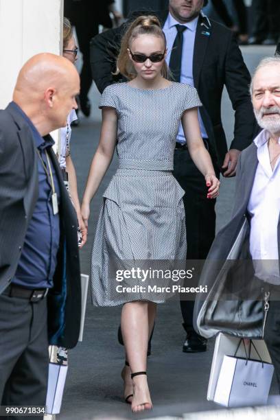 Actress Lily-Rose Depp attends the Chanel Haute Couture Fall/Winter 2018-2019 show as part of Paris Fashion Week on July 3, 2018 in Paris, France.