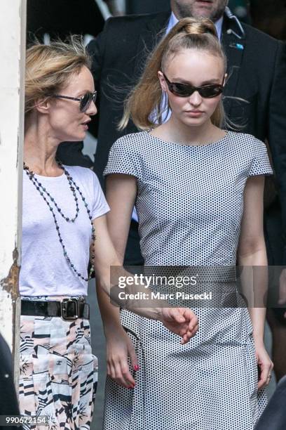 Vanessa Paradis and Lily-Rose Depp attend the Chanel Haute Couture Fall/Winter 2018-2019 show as part of Paris Fashion Week on July 3, 2018 in Paris,...