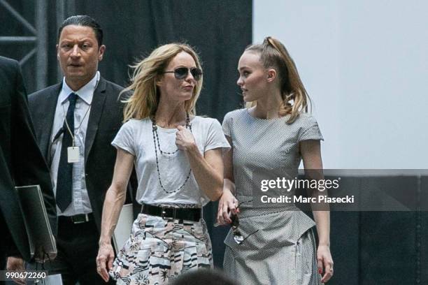 Vanessa Paradis and Lily-Rose Depp attend the Chanel Haute Couture Fall/Winter 2018-2019 show as part of Paris Fashion Week on July 3, 2018 in Paris,...