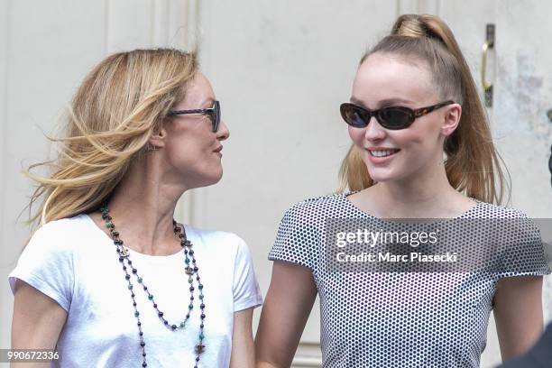 Vanessa Paradis and Lily-Rose Depp attend the Chanel Haute Couture Fall/Winter 2018-2019 show as part of Paris Fashion Week on July 3, 2018 in Paris,...