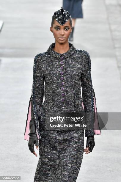 Tami Williams walks the runway during the Chanel Haute Couture Fall Winter 2018/2019 show as part of Paris Fashion Week on July 3, 2018 in Paris,...