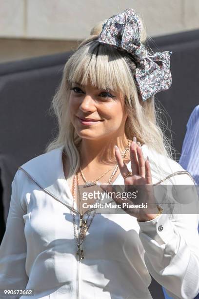Singer Lily Allen attends the Chanel Haute Couture Fall/Winter 2018-2019 show as part of Paris Fashion Week on July 3, 2018 in Paris, France.