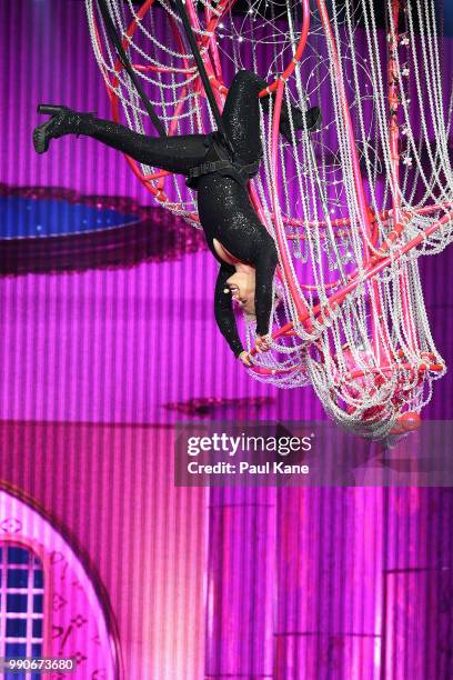 Pink Performs on stage at Perth Arena on July 3, 2018 in Perth, Australia.