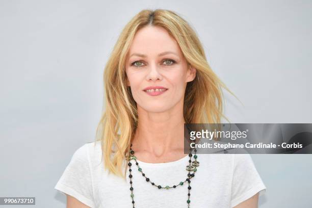 Vanessa Paradis attends the Chanel Haute Couture Fall/Winter 2018-2019 show as part of Haute Couture Paris Fashion Week on July 3, 2018 in Paris,...