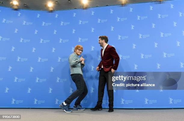 Febuary 2018, Germany, Berlin: Berlinale, photo session, "Songwriter": The singer Ed Sheeran and the director and screenwriter Murray Cummings. The...