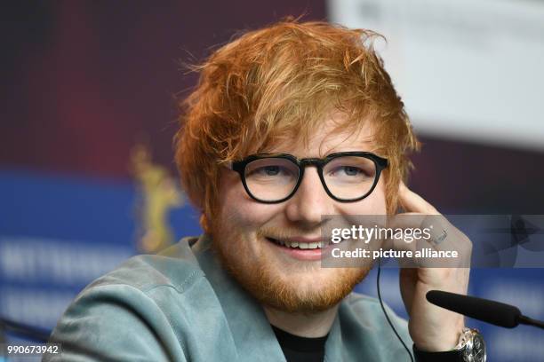 Febuary 2018, Germany, Berlin: Berlinale, press conference, "Songwriter": The singer Ed Sheeran. The film is competing as part of the Berlinale in...