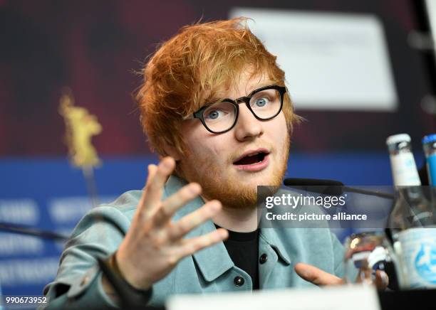 Febuary 2018, Germany, Berlin: Berlinale, press conference, "Songwriter": The singer Ed Sheeran. The film is competing as part of the Berlinale in...