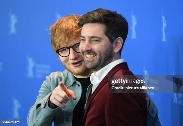 Febuary 2018, Germany, Berlin: Berlinale, photo session, "Songwriter": The singer Ed Sheeran and the director and screenwriter Murray Cummings. The...