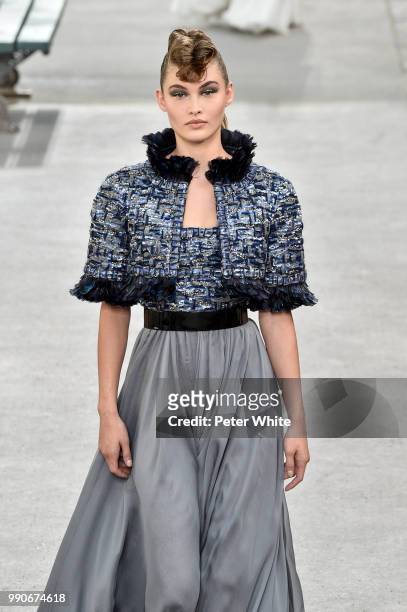 Grace Elizabeth walks the runway during the Chanel Haute Couture Fall Winter 2018/2019 show as part of Paris Fashion Week on July 3, 2018 in Paris,...
