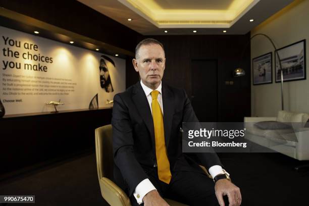 Tony Douglas, chief executive officer of Etihad Airways, poses for a photograph following a Bloomberg Television interview at the Etihad Group...