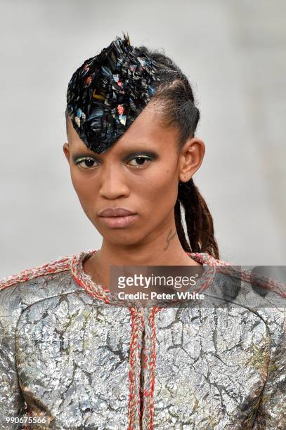 Adesuwa Aighewi walks the runway during the Chanel Haute Couture Fall Winter 2018/2019 show as part of Paris Fashion Week on July 3, 2018 in Paris,...