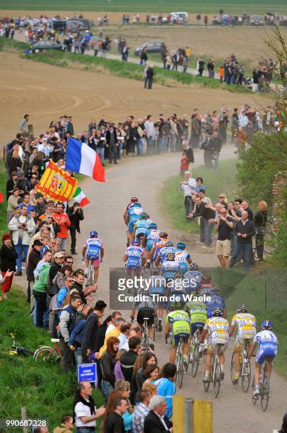 Paris - Roubaix Illustration Illustratie, Peleton Peloton, Orchies, Public Publiek Crowd Spectators Fans Supporters, Landscape Paysage Landschap...