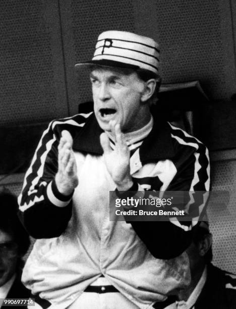 Manager Chuck Tanner of the Pittsburgh Pirates cheers on his team during Game 5 of the 1979 World Series against the Baltimore Orioles on October 14,...