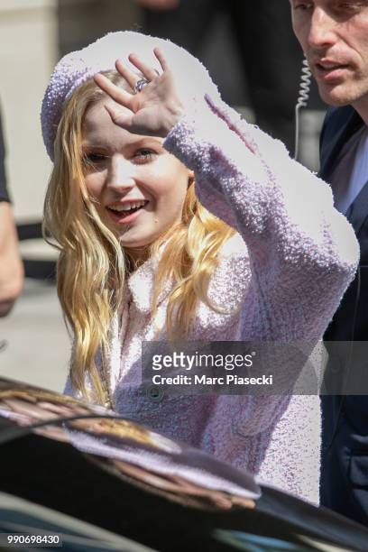 Actress Ellie Bamber attends the Chanel Haute Couture Fall/Winter 2018-2019 show as part of Paris Fashion Week on July 3, 2018 in Paris, France.