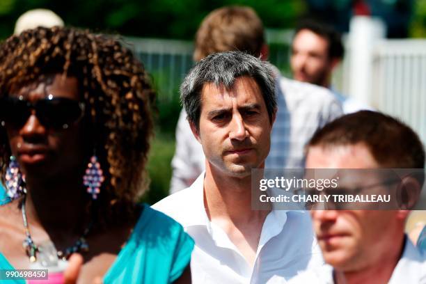 French lawmaker Francois Ruffin, of the "La France Insoumise" left-wing party arrives to speak at the psychiatric hospital "Pierre Janet" in Le...
