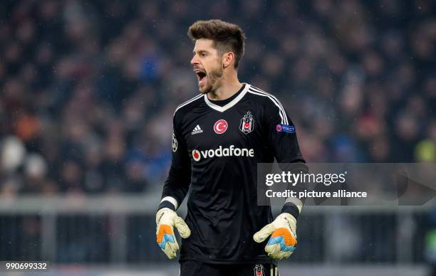 Germany, Munich, Allianz Arena: Soccer, UEFA Champions League, Round of Sixteen, FC Bayern Munich vs Besiktas Istanbul: Istanbul's goalkeeper Fabri....