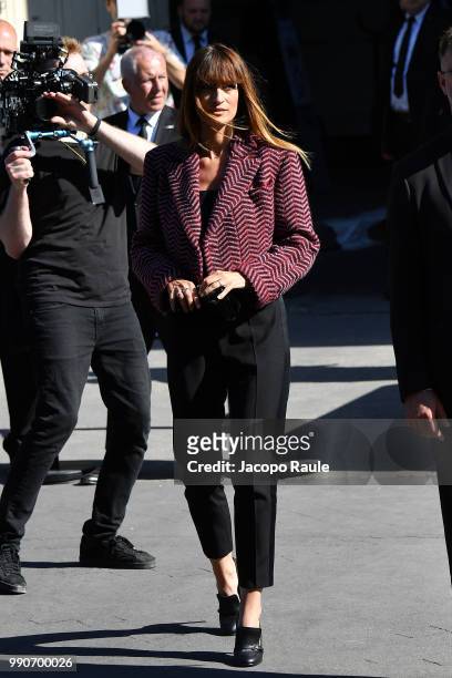 Caroline de Maigret is seen arriving at Chanel Fashion Show during Haute Couture Fall Winter 2018/2019 on July 3, 2018 in Paris, France.