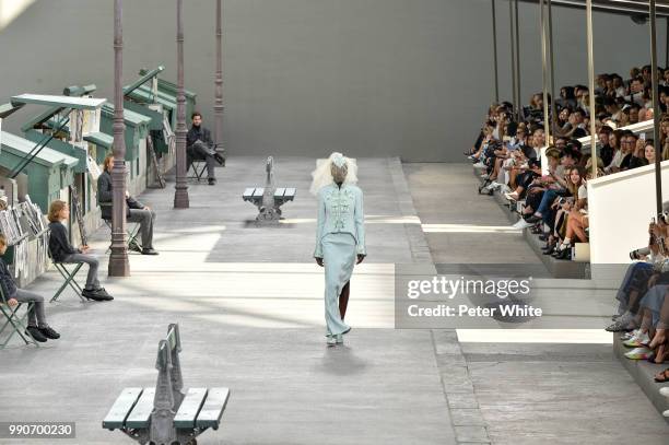 Adut Akech walks the runway during the Chanel Haute Couture Fall Winter 2018/2019 show as part of Paris Fashion Week on July 3, 2018 in Paris, France.