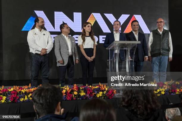 Ricardo Anaya candidate of the Mexico al Frente coalition gives a speech for his campaign team, folllowers and media at the end of the the...