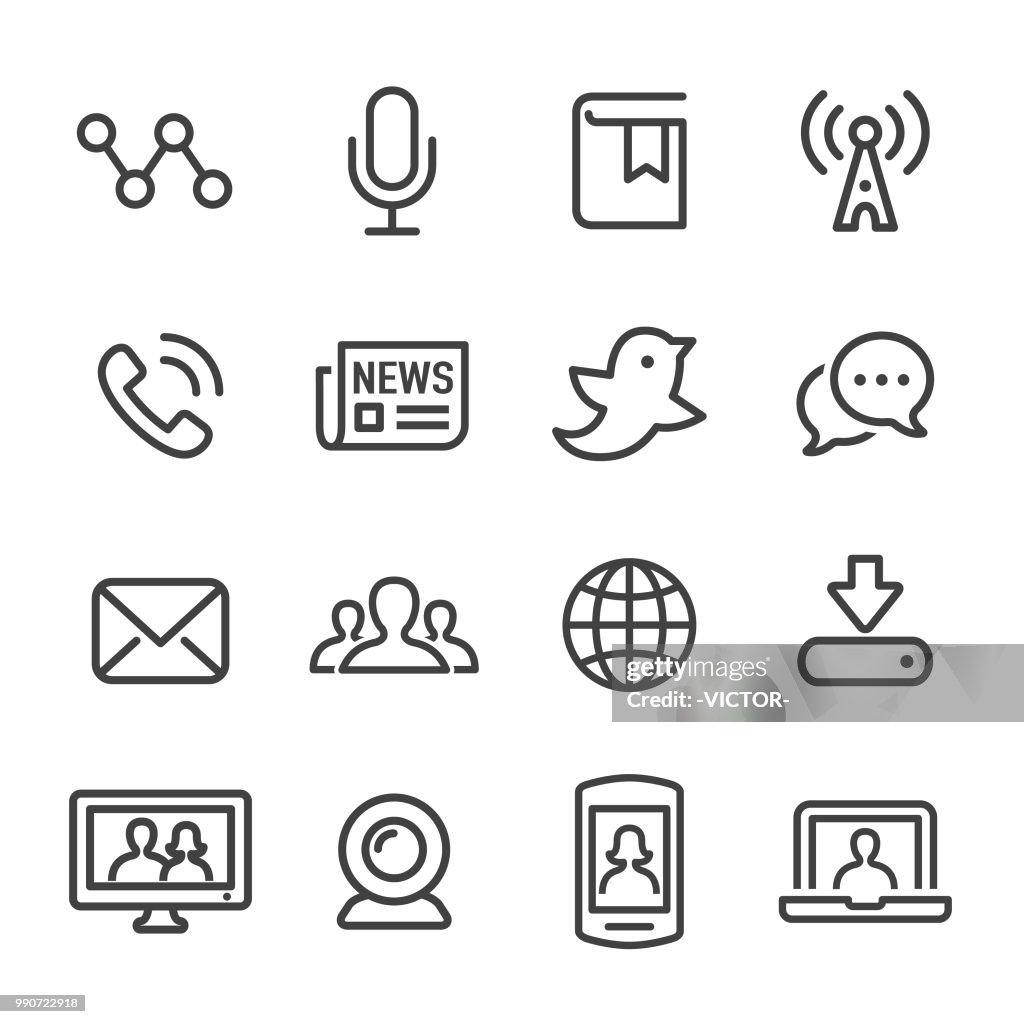 Comunicación y los iconos de los medios de comunicación - serie