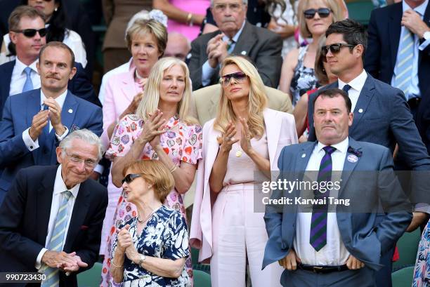 Carlo Nero, Joely Richardson, Tess Daly, Philip Brook and Vernon Kay in the royal box on day two of the Wimbledon Tennis Championships at the All...