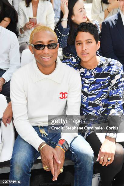 Pharrell Williams and his wife Helen Lasichanh attend the Chanel Haute Couture Fall/Winter 2018-2019 show as part of Haute Couture Paris Fashion Week...