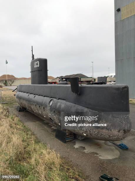 After Danish engineer Peter Madsen was accused of the mysterious murder of journalist Kim Wall, his submarine 'Nautilus' sits on dry land in...