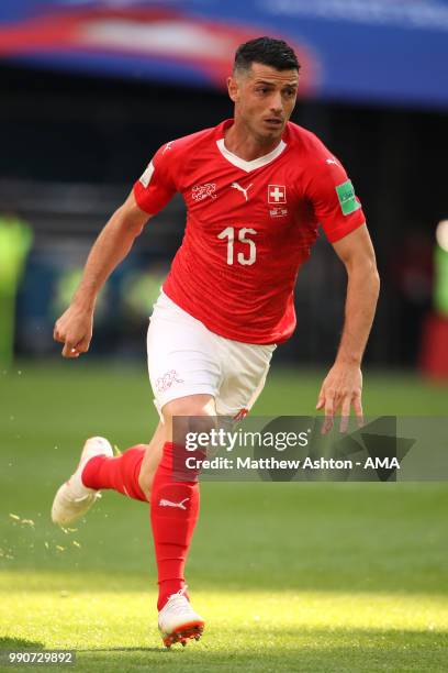 Blerim Dzemaili of Switzerland in action during the 2018 FIFA World Cup Russia Round of 16 match between Sweden and Switzerland at Saint Petersburg...