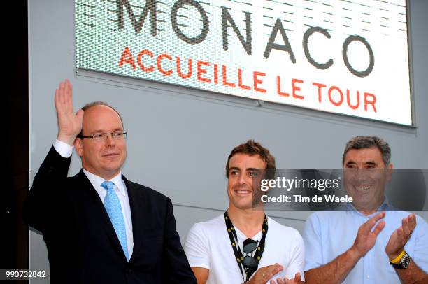 Tour De France 2009, Stage 1Podium, Prince Albert Ii , Fernando Alonso F1 Pilot, Eddy Merckx Ex Cycling Champion, Celebration Joie Vreugde, Monaco -...