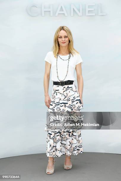 Vanessa Paradis attends the Chanel Haute Couture Fall Winter 2018/19 show at Le Grand Palais on July 3, 2018 in Paris, France.