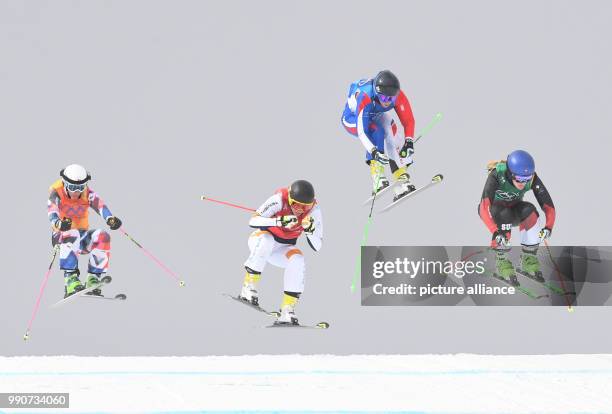 Czech Republic's Nikol Kucerova , Sweden's Sandra Naeslund, France's Marielle Berger Sabbatel and Switzerland's Fanny Smith compete in the women's...