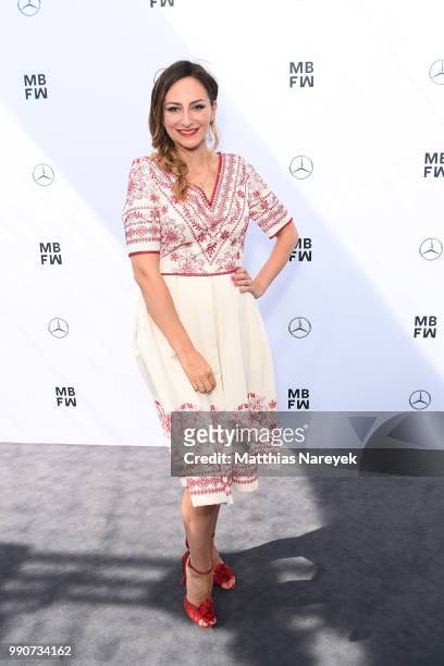 Marla Blumenblatt attends the Lena Hoschek show during the Berlin Fashion Week Spring/Summer 2019 at ewerk on July 3, 2018 in Berlin, Germany.