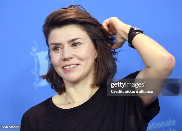 Director Malgorzata Szumovska appears at a press conference for 'Twarz' in Berlin, Germany, 23 February 2018. The film is part of the international...