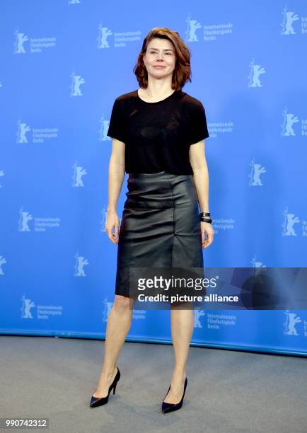 Director Malgorzata Szumovska appears at a press conference for 'Twarz' in Berlin, Germany, 23 February 2018. The film is part of the international...
