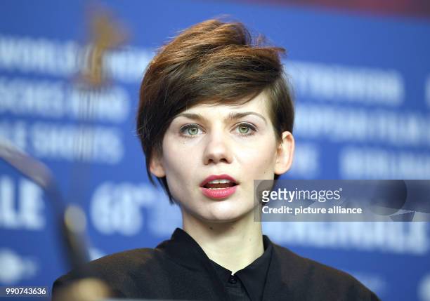 Actress Malgorzata Gorol attends a press conference for 'Twarz' during the 68th Berlinale International Film Festival in Berlin, Germany, 23 February...