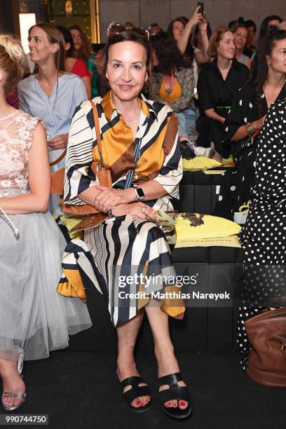 Petra Pfaller attends the Lena Hoschek show during the Berlin Fashion Week Spring/Summer 2019 at ewerk on July 3, 2018 in Berlin, Germany.