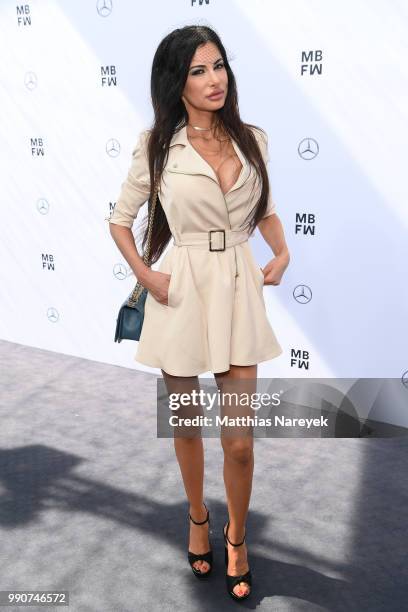 Joanna Tuczynska attends the Lena Hoschek show during the Berlin Fashion Week Spring/Summer 2019 at ewerk on July 3, 2018 in Berlin, Germany.