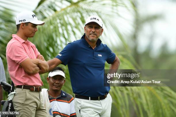 Jeev Milkha Singh of India looks on during the practice round of the Sarawak Championship at Damai Golf and Country Club on July 3, 2018 in Kuching,...