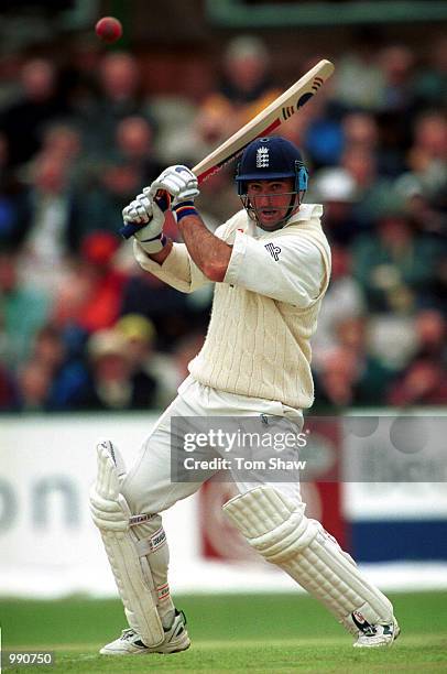 Graham Thorpe of England on his way to his fifty during the Second Npower Test match between England and Pakistan at Old Trafford, Manchester....