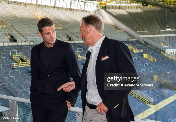 Borussia Dortmund present the new head of player's department Sebastian Kehl with Hans-Joachim Watzke , r., on July 3, 2018 in Dortmund, Germany.