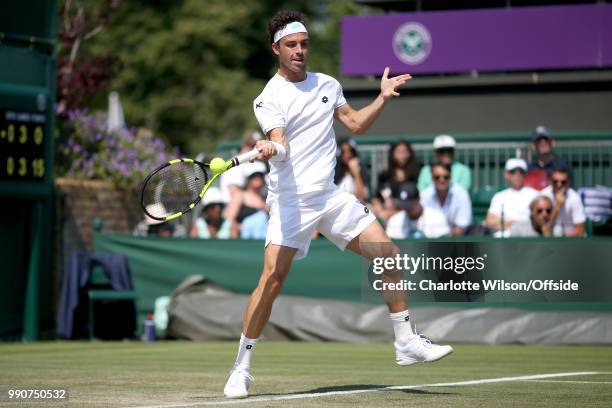 Marco Cecchinato v Alex de Minaur - Marco Cecchinato at All England Lawn Tennis and Croquet Club on July 3, 2018 in London, England.