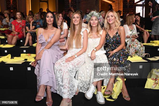 Dounia Slimani, Leslie Huhn, Ana Johnson and Carmen Mercedes Kroll attend the Lena Hoschek show during the Berlin Fashion Week Spring/Summer 2019 at...