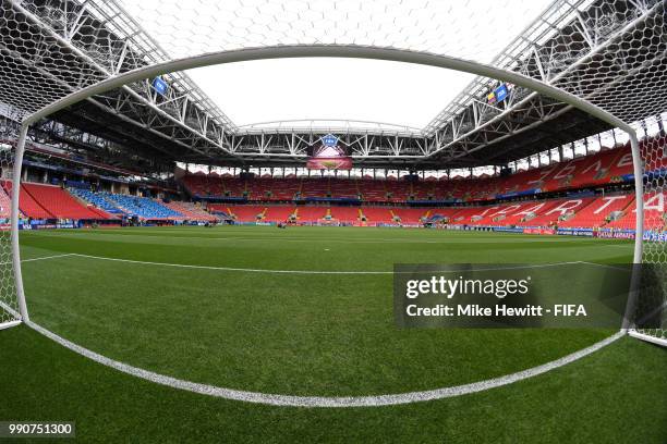 General view inside the stadium prior to the 2018 FIFA World Cup Russia Round of 16 match between Colombia and England at Spartak Stadium on July 3,...