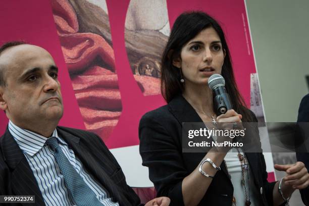 The Mayor of Rome Virginia Raggi and the Minister of Cultural Heritage and Activities and Tourism Alberto Bonisoli during the press conference to...