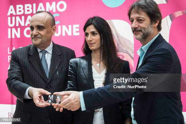 The Mayor of Rome Virginia Raggi, the Deputy Mayor Luca Bergamo and the Minister of Cultural Heritage and Activities and Tourism Alberto Bonisoli...