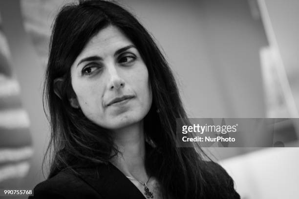 The Mayor of Rome Virginia Raggi during the press conference to present the MIC, the new card to access the system of civic museums in Rome, for...