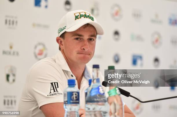 Donegal , Ireland - 3 July 2018; Paul Dunne of Ireland during a press conference ahead of the Dubai Duty Free Irish Open Golf Championship at...